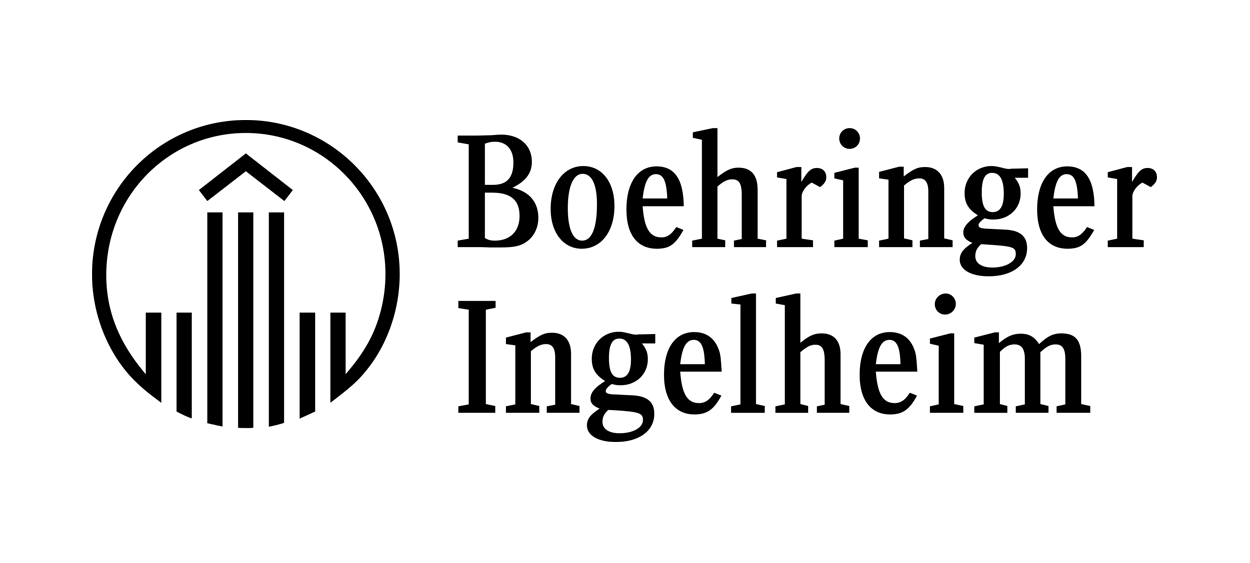 Boehringer Ingelheim logo a pharma client displayed among featured clients for video production and motion design services