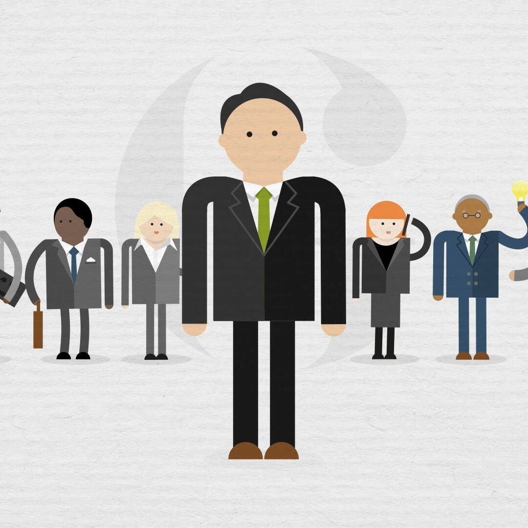 Character lineup from The Gap Partnership careers animation highlighting company culture and inclusive workplace by our moving image team