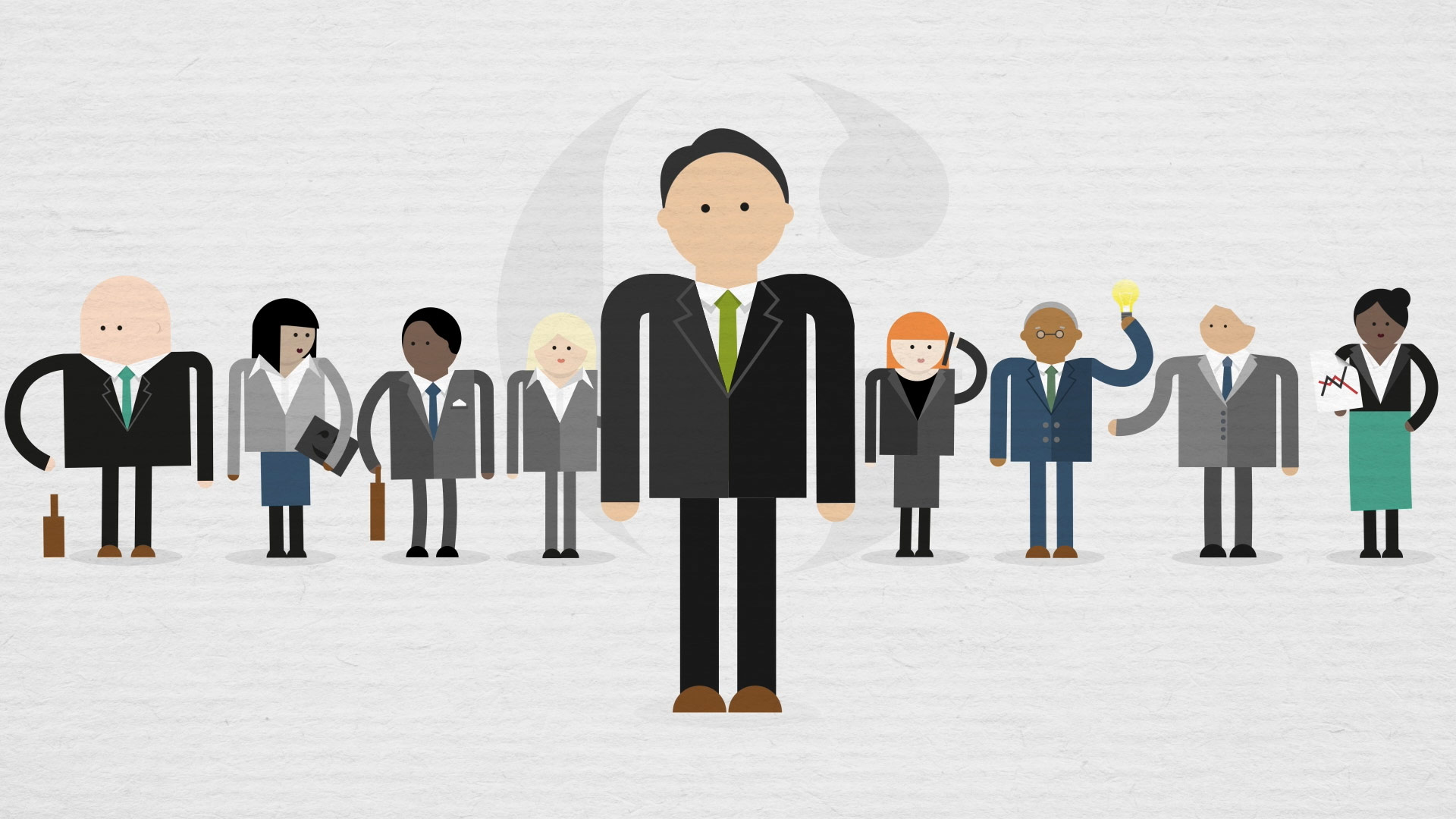 Character lineup from The Gap Partnership careers animation highlighting company culture and inclusive workplace by our moving image team